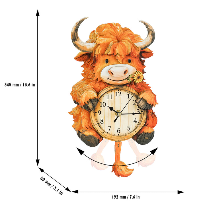 Hochlandrinder – 3D Holzuhr Puzzle Bastelset