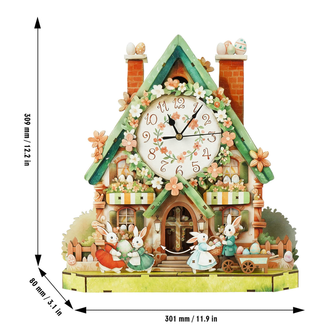 Ostereierhütte - 3D Holzuhr Puzzle Bastelset