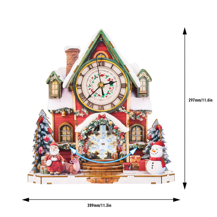 Weihnachtshaus – DIY Holz-Uhr, 3D Puzzle-Bastelset