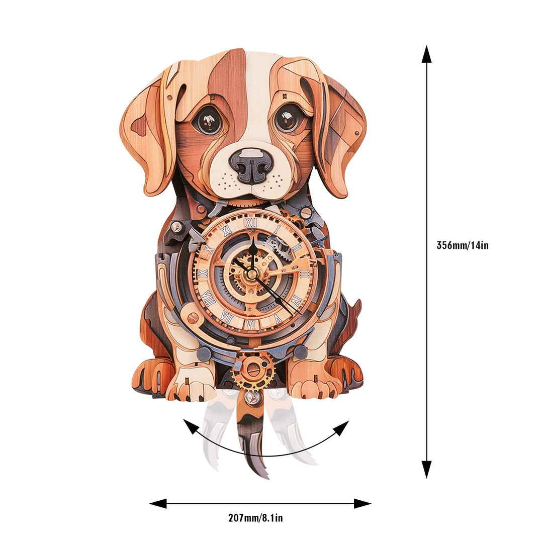 Niedlicher Beagle - 3D Holzuhr Puzzle Bastelset