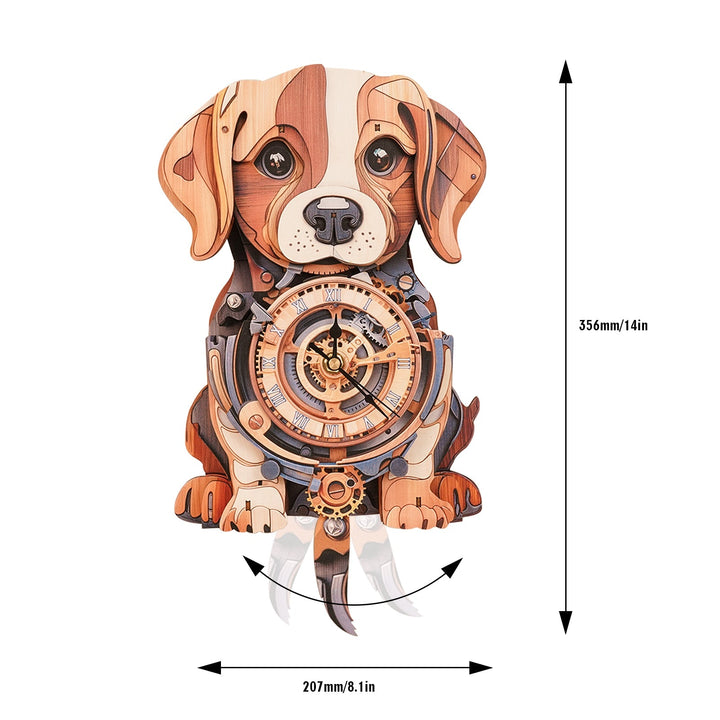 Niedlicher Beagle - 3D Holzuhr Puzzle Bastelset