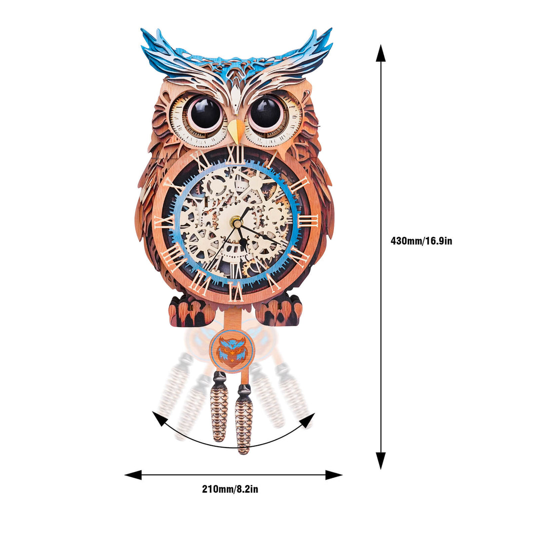 Eulen - 3D Holzuhr Puzzle Bastelset