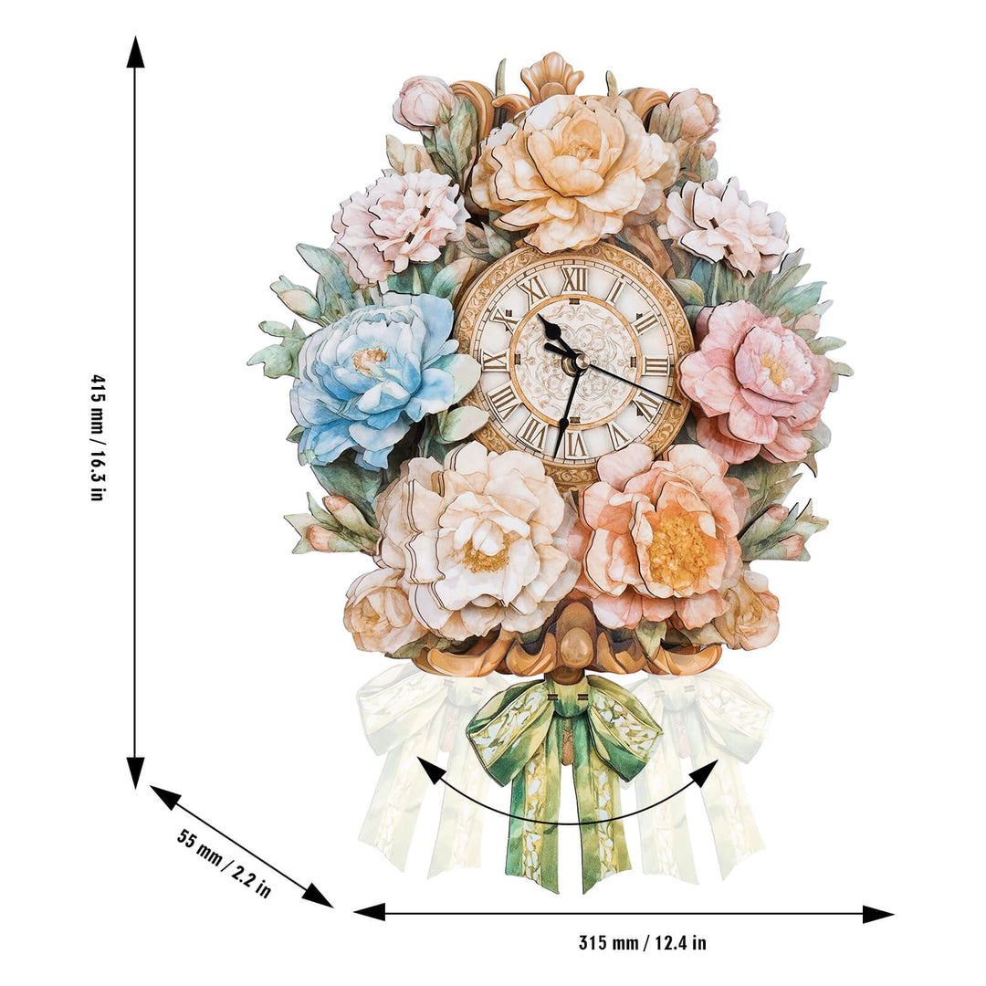 Strauß - 3D Holzuhr Puzzle Bastelset