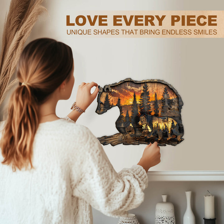 Holzschnitzerei Bär Holzpuzzle