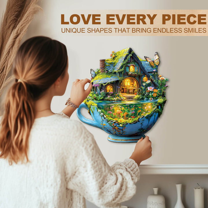 Grüne Feld-Tasse Holzpuzzle