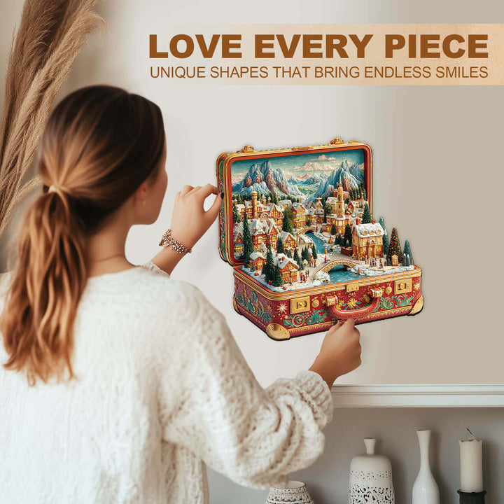 Koffer-Landschaft – Weihnachts Holzpuzzle