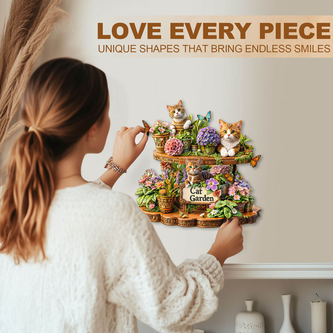 Katzen-Garten Holzpuzzle