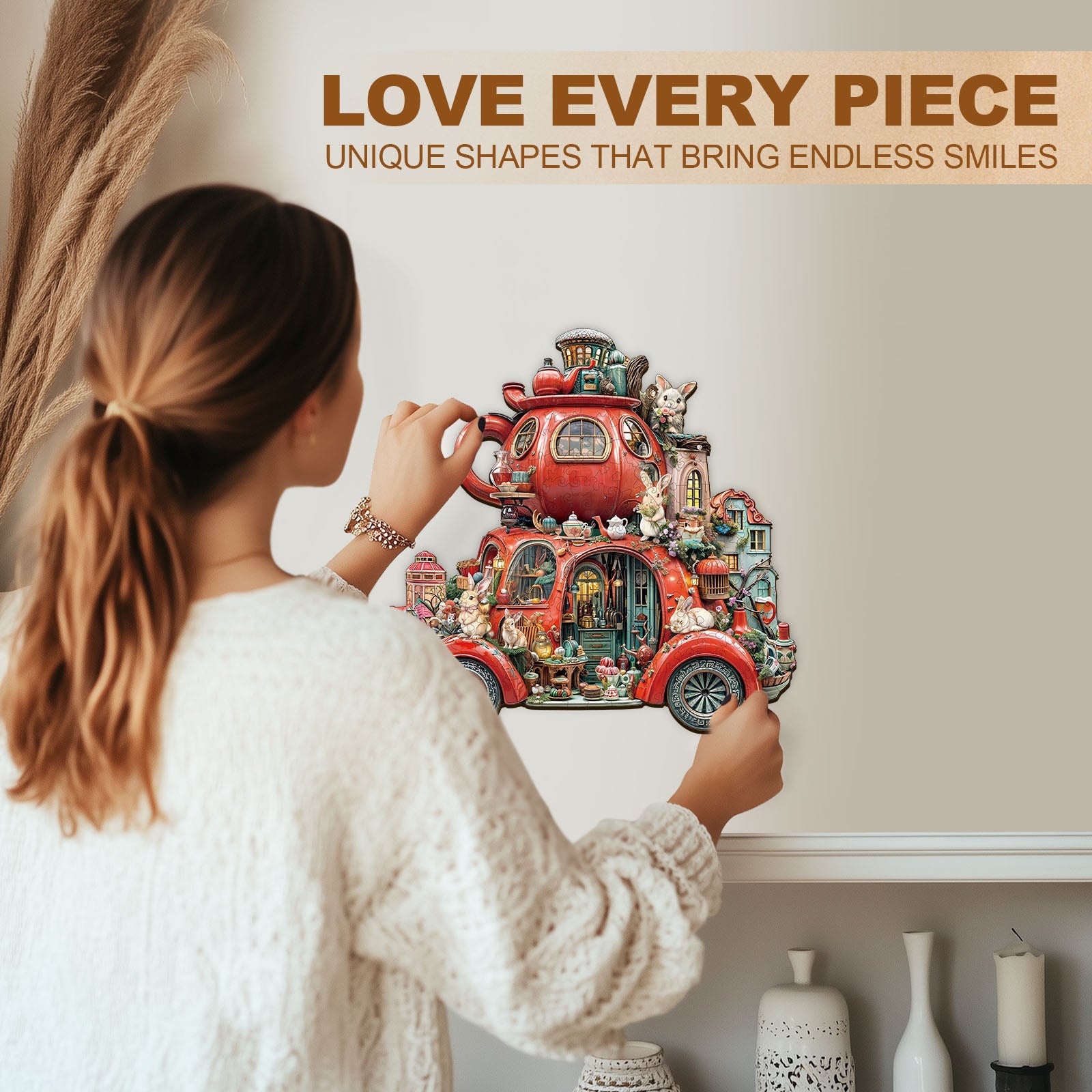 Teetassen-Schweberabbit Holzpuzzle