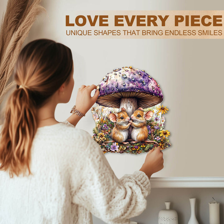 Mäuse und Pilze Holzpuzzle