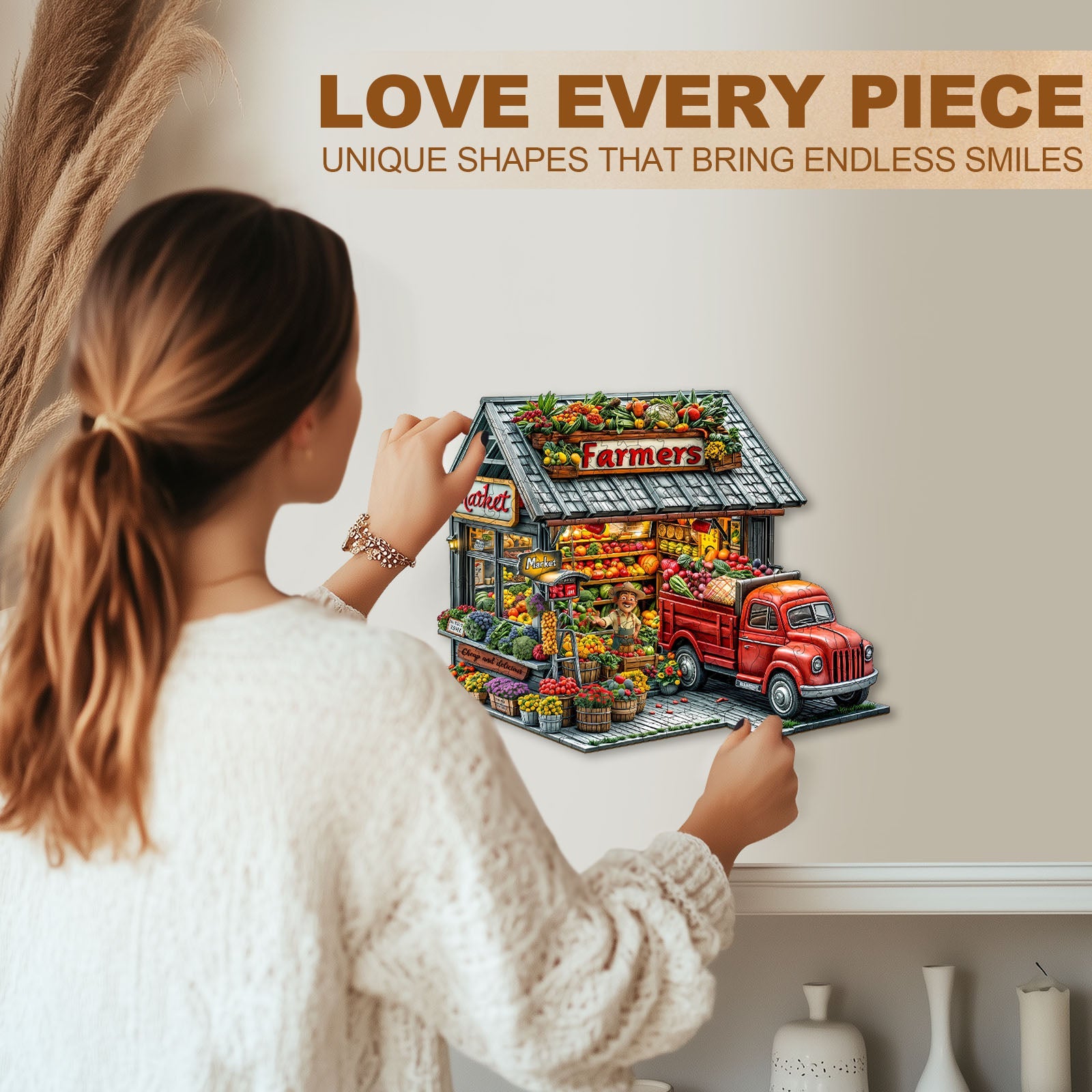 Bauern und Markt Holzpuzzle