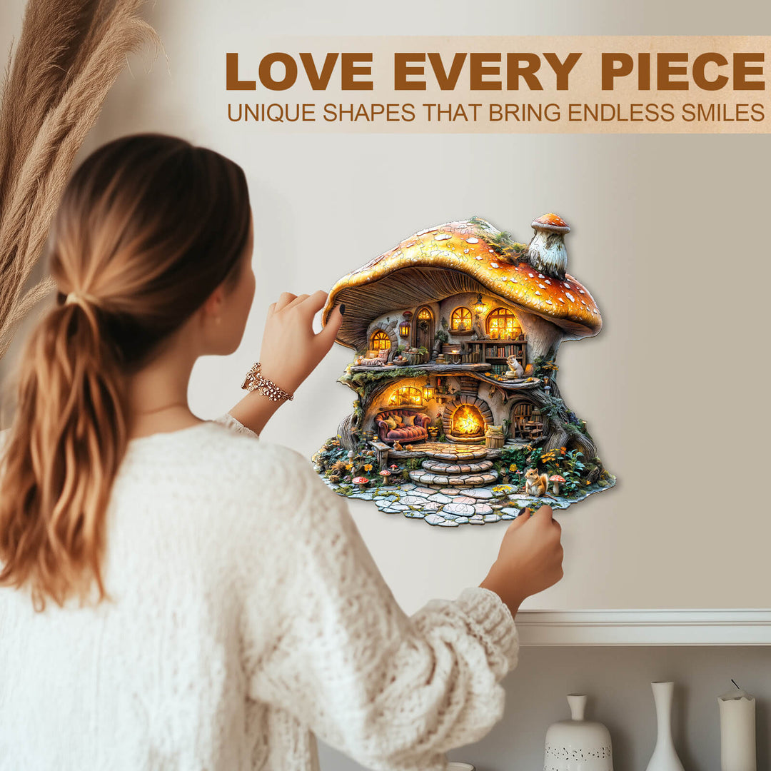 mushroom house Wooden Jigsaw Puzzle