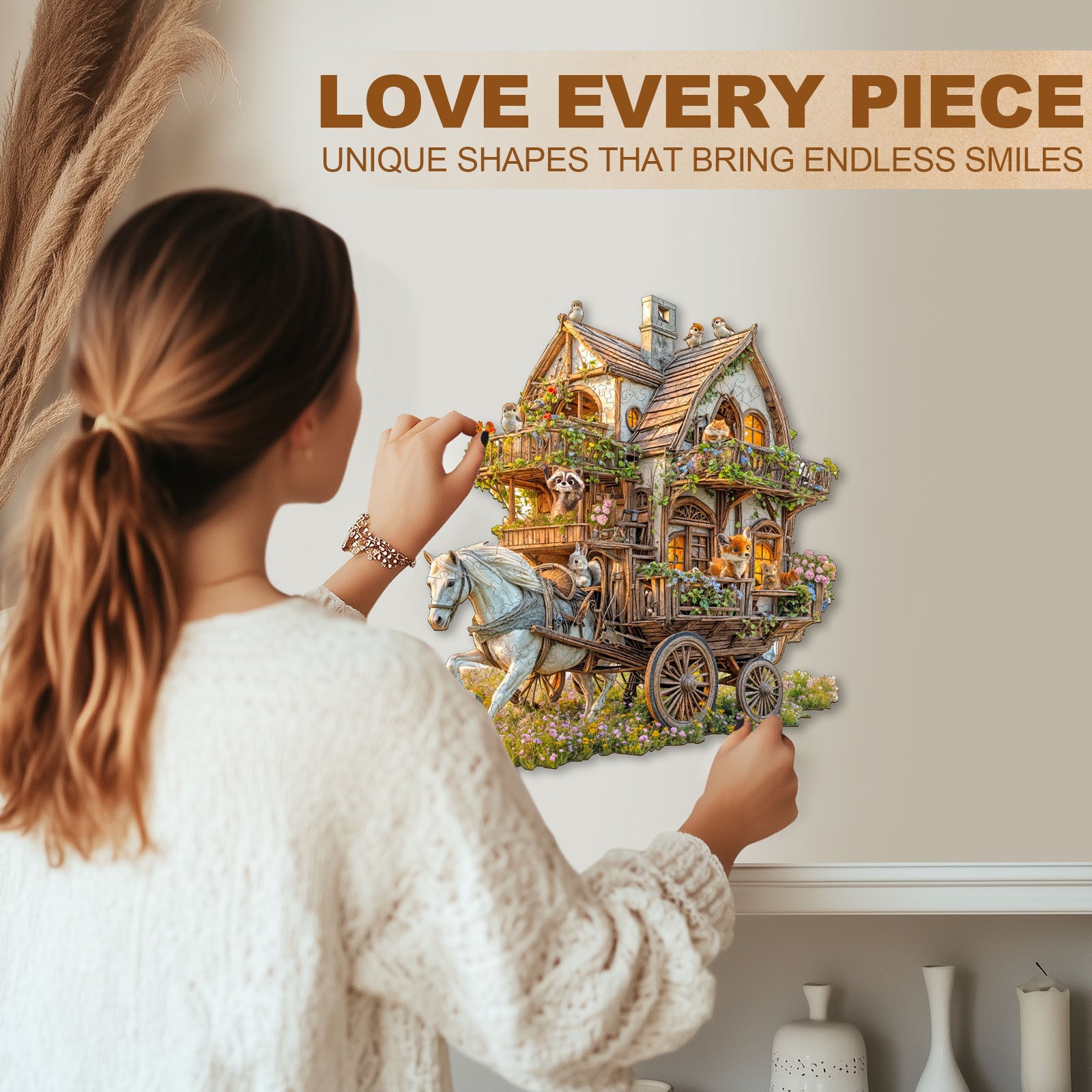 Tier-Kutsche Holzpuzzle