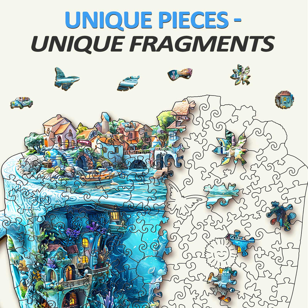 Meereswelt-Becher Holzpuzzle