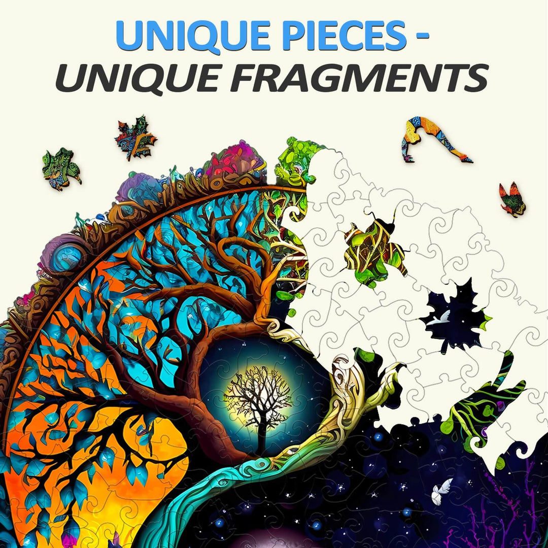 Baum des Lebens & Yin Yang 4 Holzpuzzle