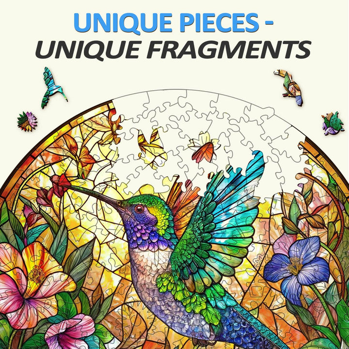 Stained Glass Hummingbird Wooden Jigsaw Puzzle - By Woodbests