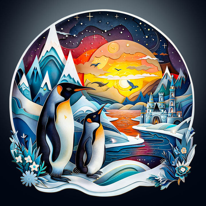 3D Pinguin-Familie Holzpuzzle