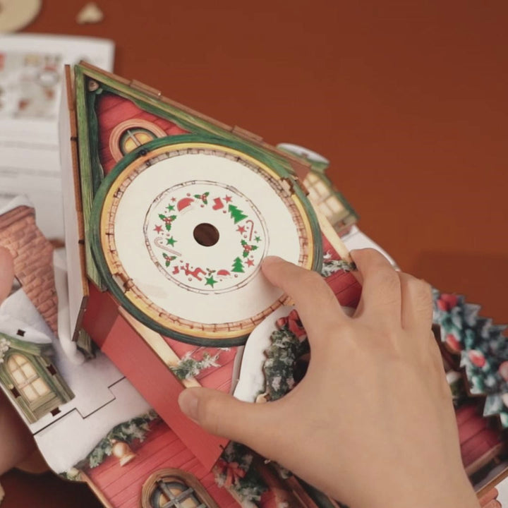 Weihnachtshaus – DIY Holz-Uhr, 3D Puzzle-Bastelset