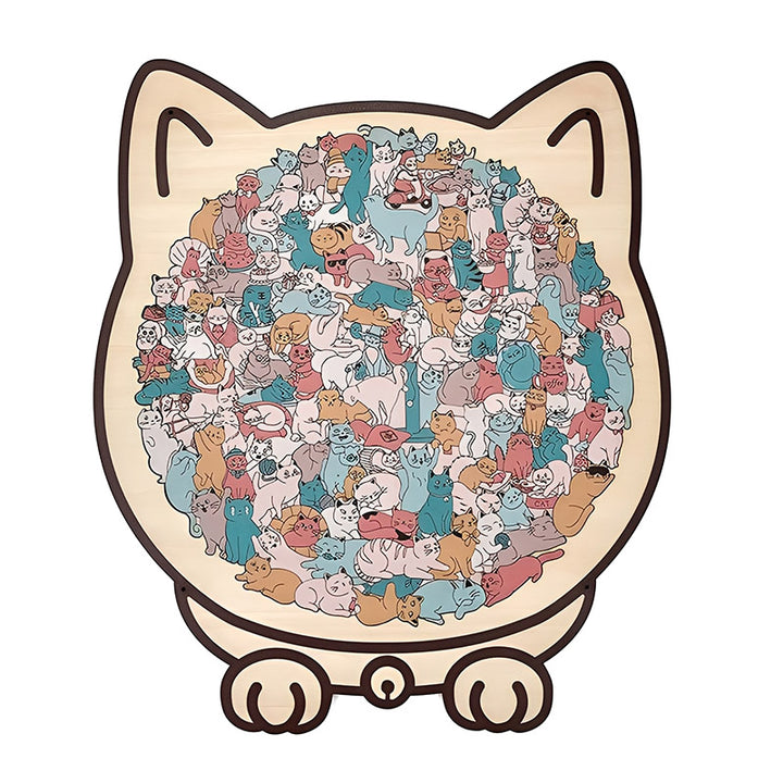Morandi-Farbene Katzenförmige Holzpuzzle