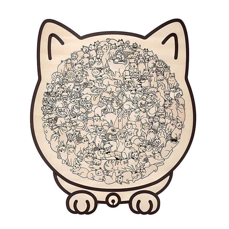 Morandi-Farbene Katzenförmige Holzpuzzle