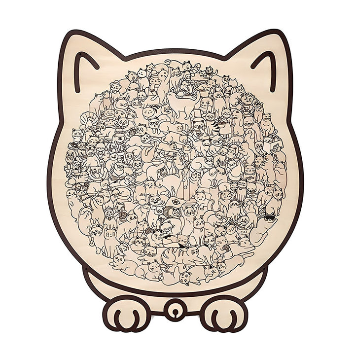 Morandi-Farbene Katzenförmige Holzpuzzle